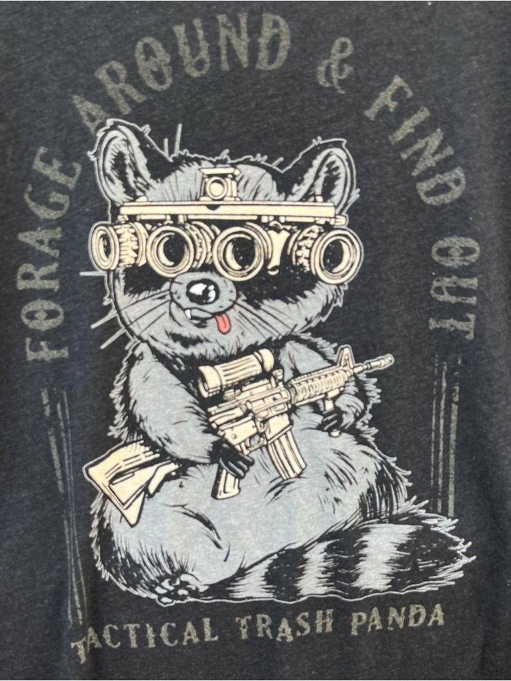 Trash & Luxury Men's Dark Gray 'Tactical Trash Panda' Graphic Tee - Picture 4 of 4